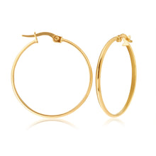 Load image into Gallery viewer, 9ct Yellow Gold 25mm Plain Hoop Earrings
