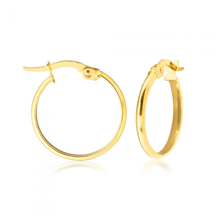14K Yellow Gold 75mm Large Plain Hoop Earrings - 3mm Thick, Snap Closure (Real Solid Gold, Bestgoldshop)