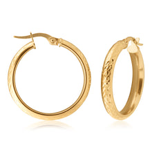 Load image into Gallery viewer, 9ct Yellow Gold 20mm Diamond Cut Hoop Earrings