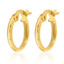 Load image into Gallery viewer, 9ct Yellow Gold 10mm Diamond Cut Hoop Earrings