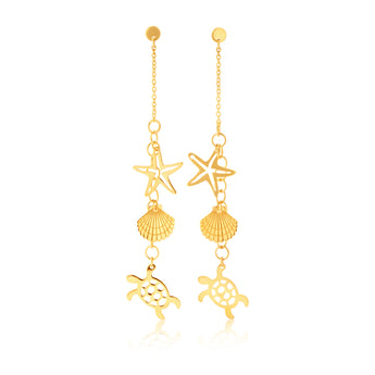 9ct Yellow Gold Charms Drop Earrings