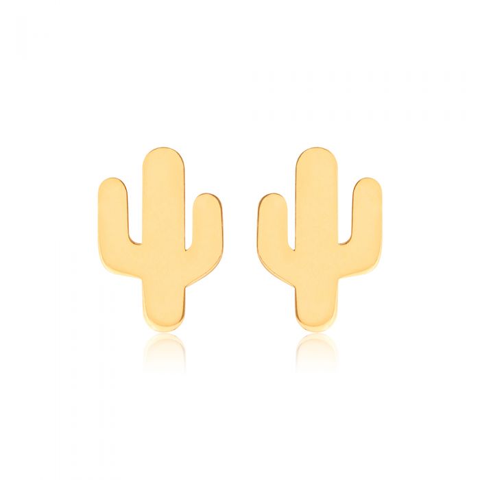 9ct Yellow Gold Cactus Stud Earrings