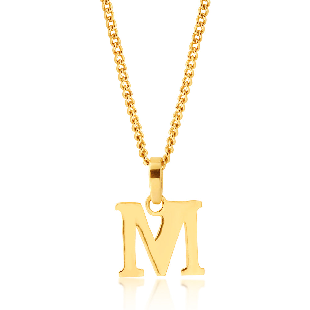 9ct Yellow Gold Initial "M" Pendant