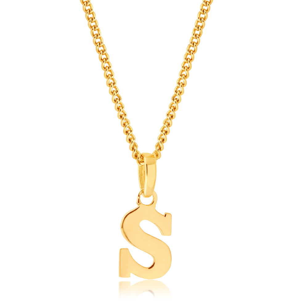 9ct Yellow Gold Initial "S" Pendant