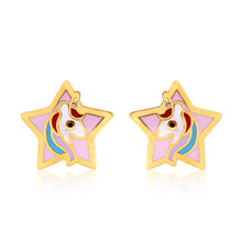 Load image into Gallery viewer, 9ct Yellow Gold Lacquerized Star Stud Earrings