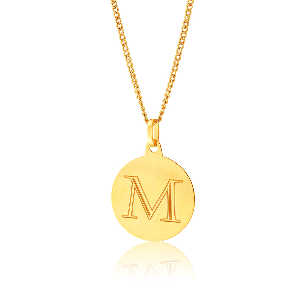 9ct Yellow Gold Charm With Initial "M" Pendant