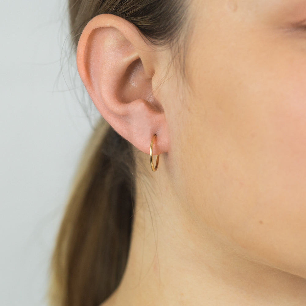 9ct Yellow Gold 1.2x14mm Hinged Hoop Earrings