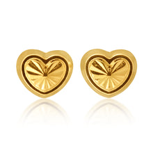 Load image into Gallery viewer, 9ct Yellow Gold Dicut Heart Stud Earrings