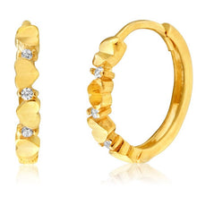 Load image into Gallery viewer, 9ct Yellow Gold Diamond Cut Cubic Zirconia Hoops