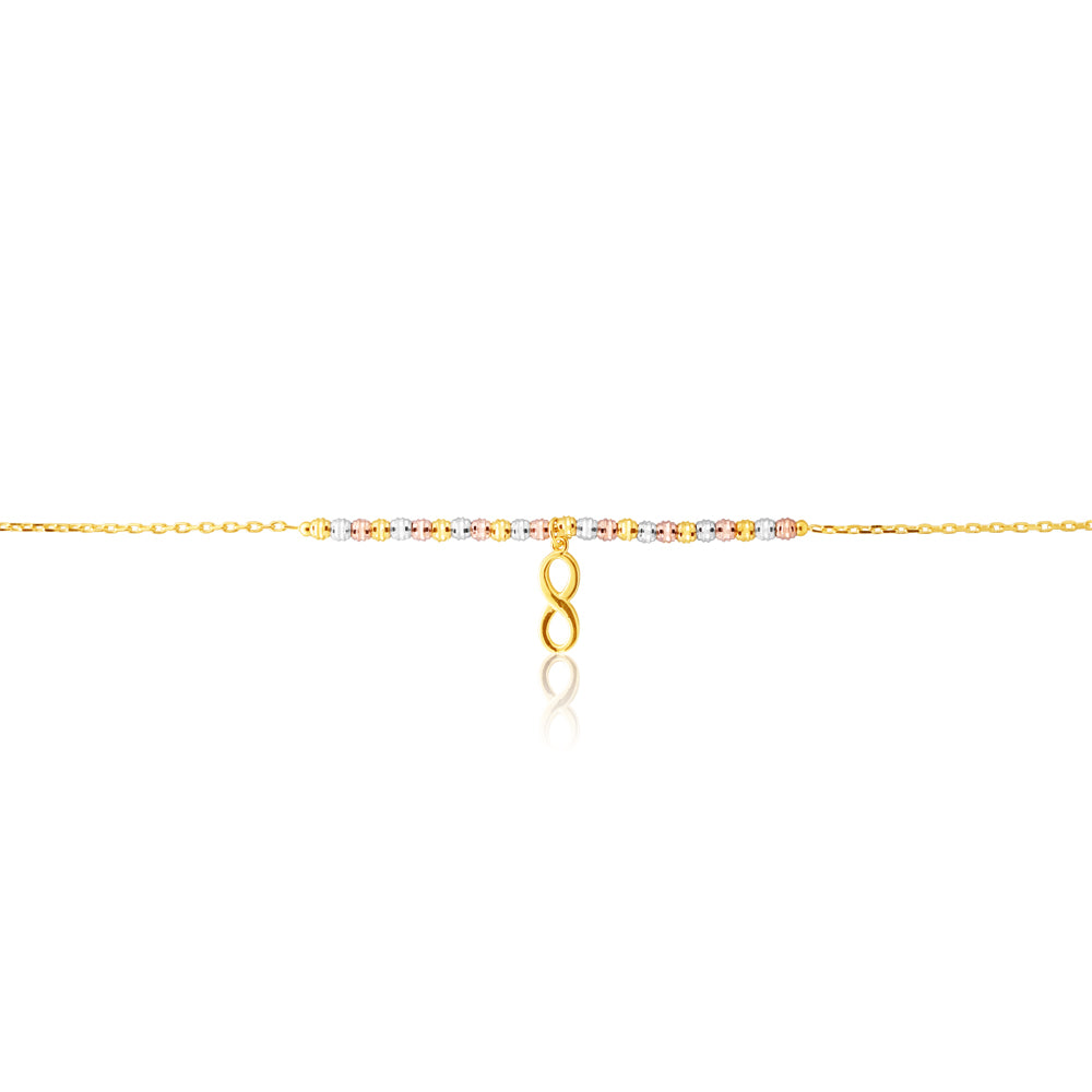 9 ct Gold  Figaro Infinity 27cm Anklet