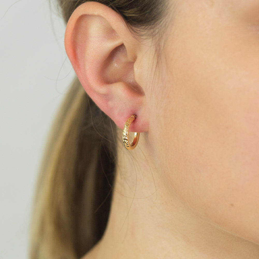 9ct Yellow Gold Diamond Cut Hoop earrings