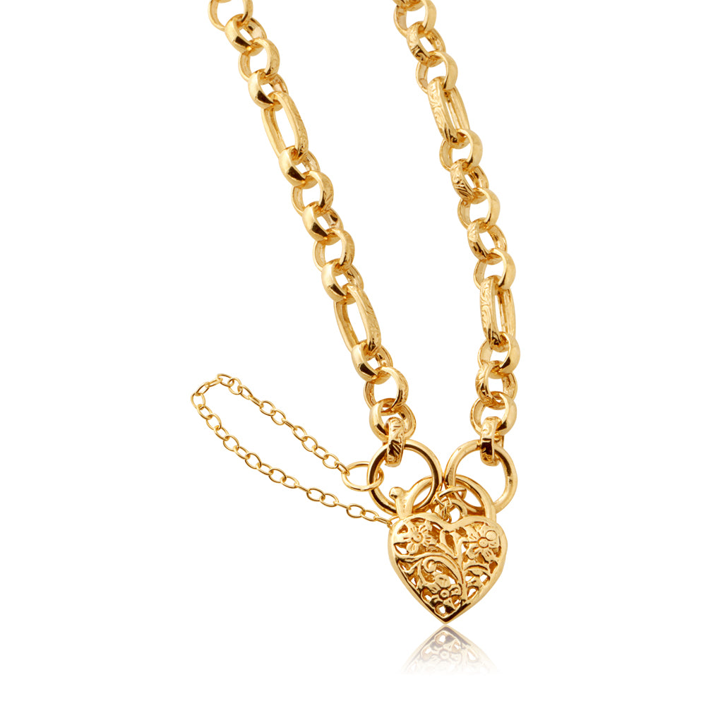Belcher 5+1 padlock bracelet in 9ct Gold Shiels Jewellers