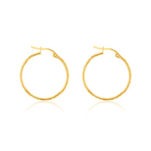 Load image into Gallery viewer, 9ct Yellow Gold Double side Diamond Cut 20mm Hoop Earrings