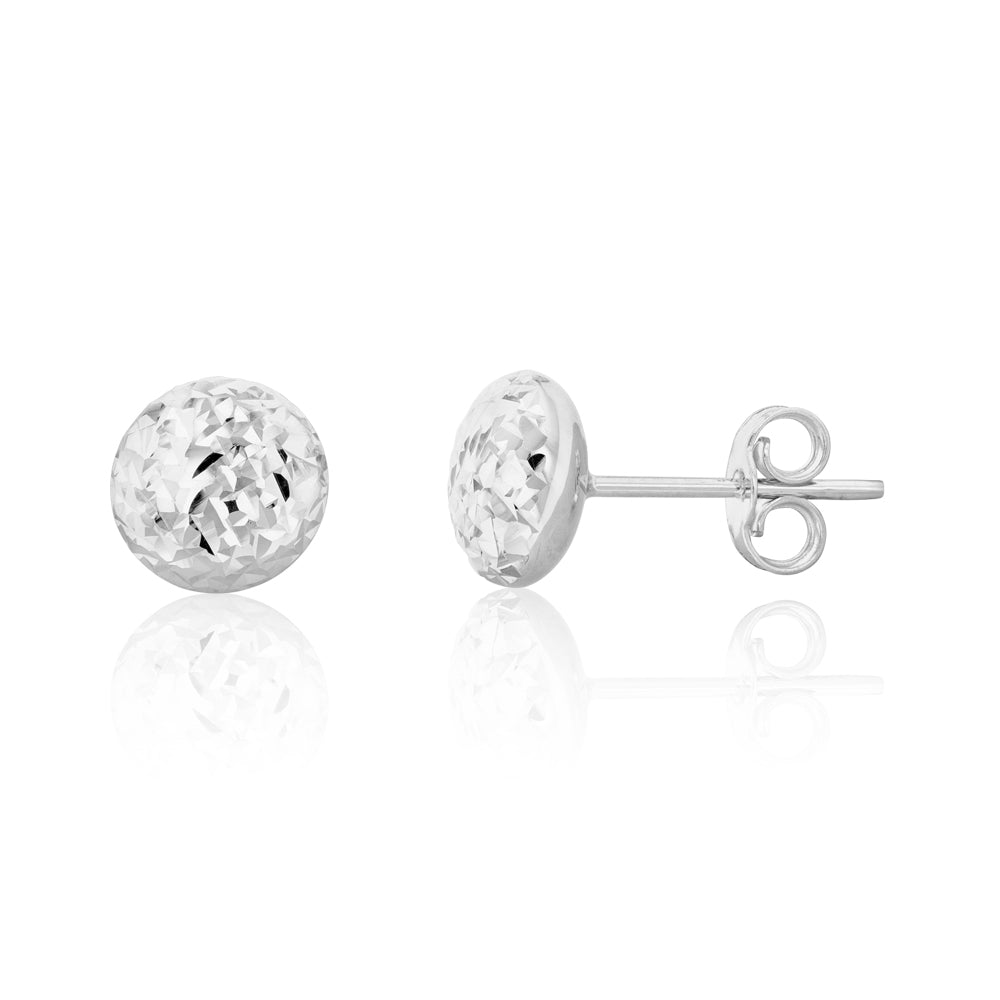 9ct White Gold Textured 7mm Stud Earrings