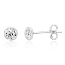 Load image into Gallery viewer, 9ct White Gold Diamond Cut 4.5mm Stud Earrings