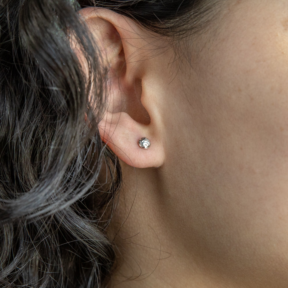9ct White Gold Diamond Cut 4.5mm Stud Earrings