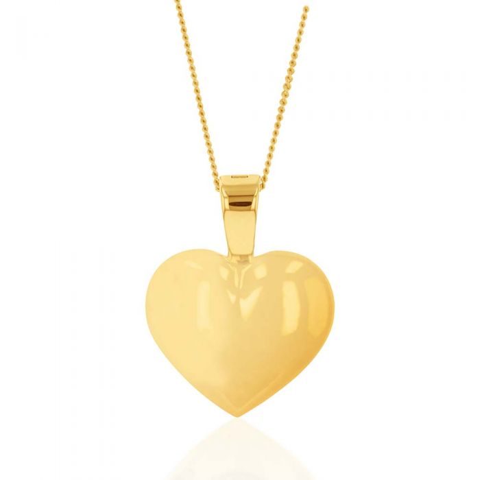 9ct Yellow Gold Plain Heart Pendant