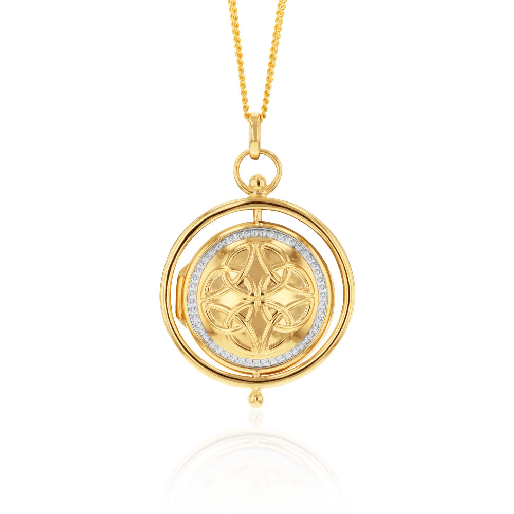 9ct Two Tone Gold Spinner Locket Pendant