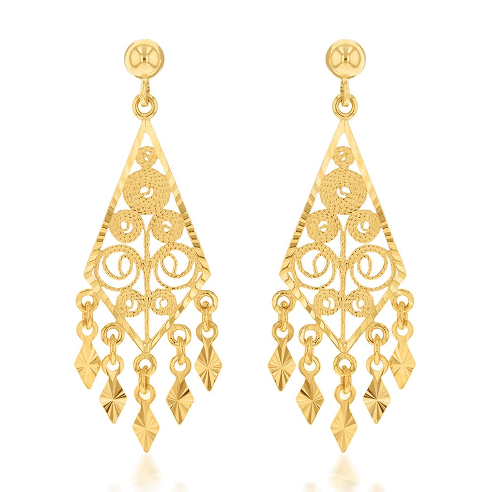 9ct Yellow Gold Chandelier Drop Earrings Shiels Jewellers