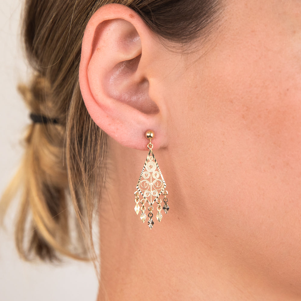 9ct Yellow Gold Chandelier Drop Earrings Shiels Jewellers