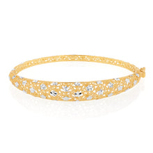 Load image into Gallery viewer, 9ct Yellow And White Gold Two Tone Fancy Mesh 65mm Bangle