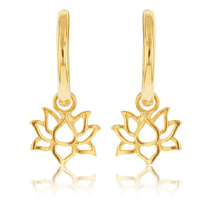 9ct Yellow Gold Lotus On Sleeper Earrings
