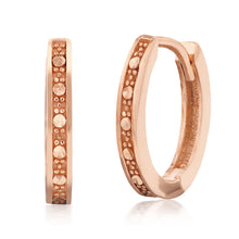 Load image into Gallery viewer, 9ct Rose Gold Textured Diamond Cut Huggies Earrings