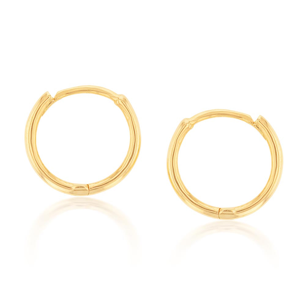 Genuine 9ct Yellow Gold 10mm Hinged Sleeper Earrings – 0.25g Gift Boxed