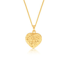 Load image into Gallery viewer, 9ct Yellow Gold Textured Diamond Cut Heart Pendant