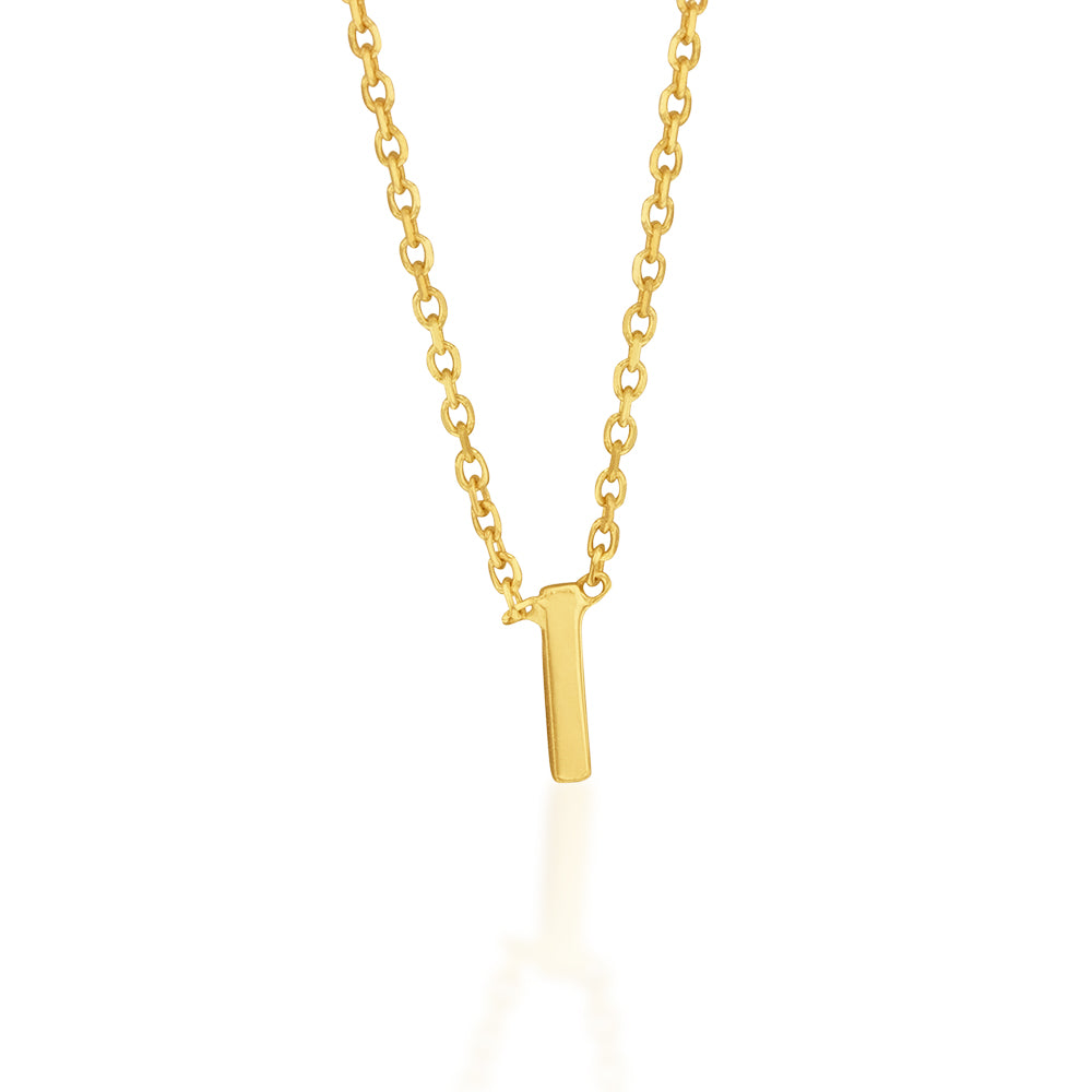 9ct Yellow Gold Initial "I" Pendant On 43cm Chain