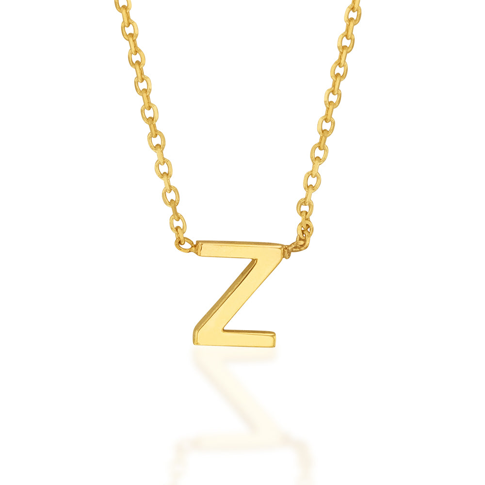 9ct Yellow Gold Initial "Z" Pendant On 43cm Chain