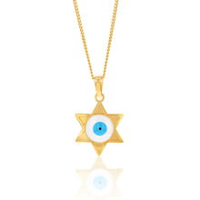 Load image into Gallery viewer, 9ct Yellow Gold Enamel Evil Eye Star Of David Pendant