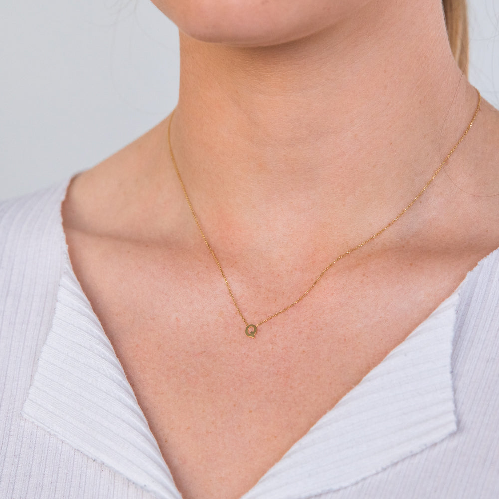 9ct Yellow Gold Initial "Q" Pendant on 43cm Chain Shiels Jewellers