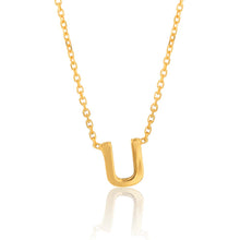 Load image into Gallery viewer, 9ct Yellow Gold  Initial &quot;U&quot; Pendant On 43cm Chain