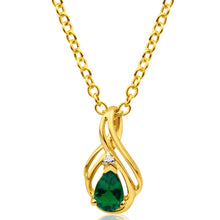 Load image into Gallery viewer, 9ct Yellow Gold Diamond + Emerald Pendant