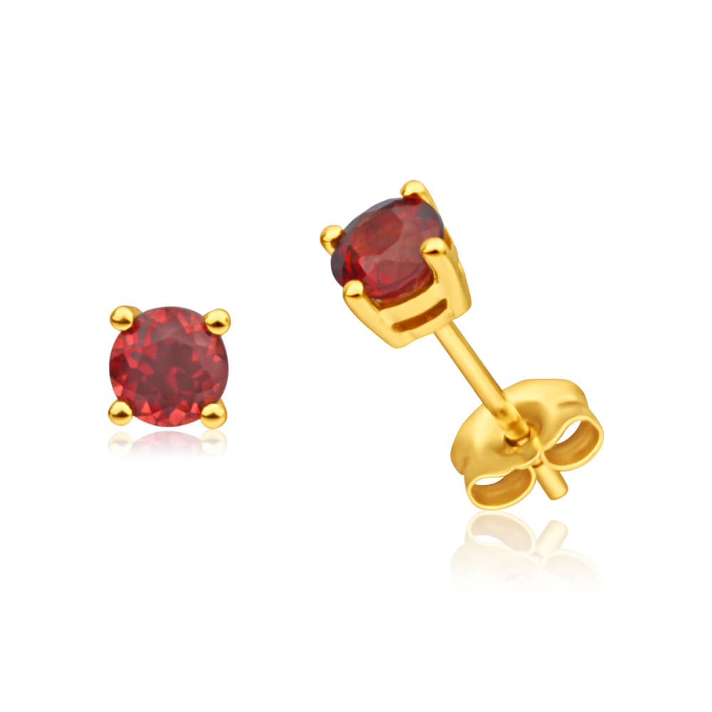 9ct Gold Garnet Drop Earrings  13mm drop  G1845  Chapelle Jewellers