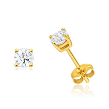 Load image into Gallery viewer, 9ct Yellow Gold White Topaz Stud Earrings