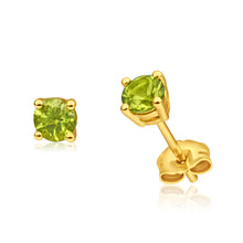 Load image into Gallery viewer, 9ct Yellow Gold Peridot 4mm Stud Earrings
