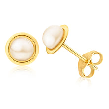 Load image into Gallery viewer, 9ct Yellow Gold 4mm Freshwater Pearl Stud Earrings
