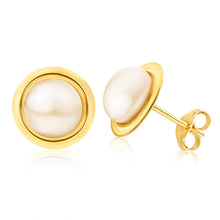 Load image into Gallery viewer, 9ct Yellow Gold 7mm Freshwater Pearl Studs