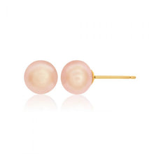 Load image into Gallery viewer, 9ct Yellow Gold 6.5mm-7mm Freshwater Natural Pink Pearl Studs