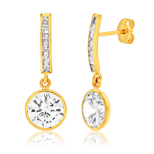 Load image into Gallery viewer, 9ct Yellow Gold Round Cubic Zirconia Drop Earrings