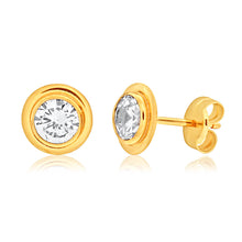 Load image into Gallery viewer, 9ct Yellow Gold Cubic Zirconia 5mm Gorgeous Stud Earrings