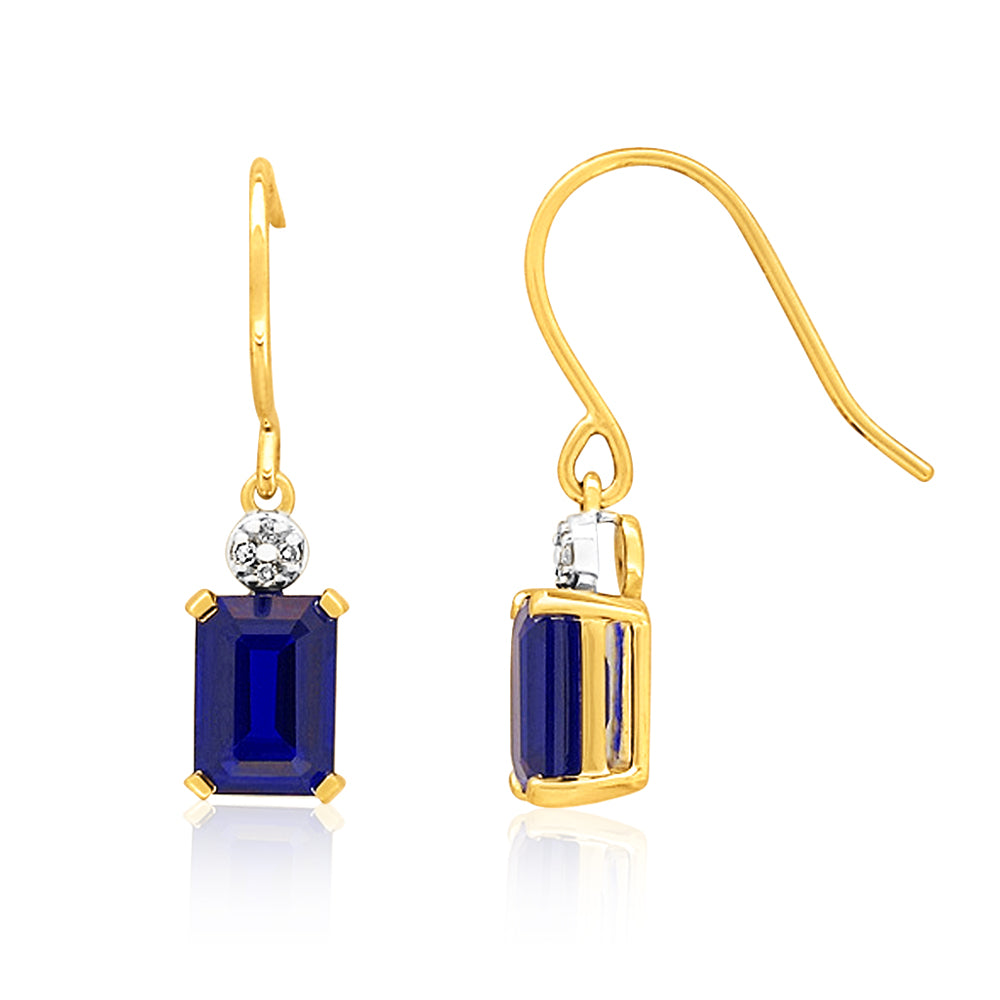 Sapphire drop earrings yellow gold Clearance