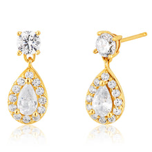 Load image into Gallery viewer, 9ct Yellow Gold Cubic Zirconia Teardrop Stud Earrings