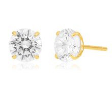 Load image into Gallery viewer, 9ct Yellow Gold 6mm Brilliant Zirconia Studs