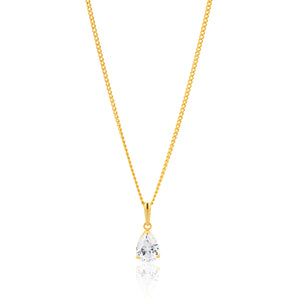 9ct Yellow Gold Teardrop Zirconia Pendant
