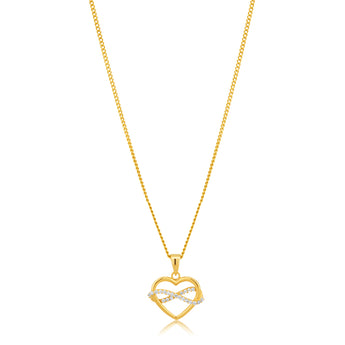 9ct Yellow Gold Heart and Infinity Cubic Zirconia Pendant – Shiels
