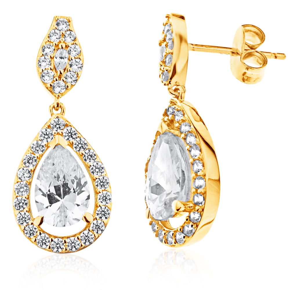 9ct Yellow Gold Pear Shape Drop Earrings – Shiels Jewellers