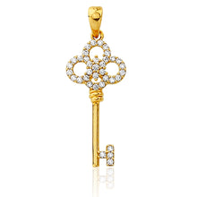 Load image into Gallery viewer, 9ct Yellow Gold Zirconia Key Pendant